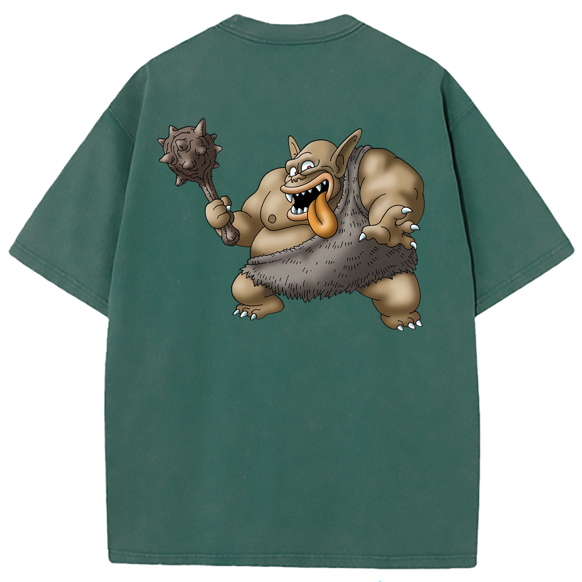 （画像用） ドラゴンクエスト Doragon Kuesuto Dragon Quest 綿100% ヴィンテージ風 半袖Tシャツ（背面プリント）
